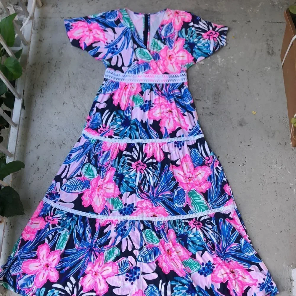 lilly pulitzer maribella maxi dress Lilly Pulitzer Maribella Halter Maxi Dress Women's Dress Lilac Rose We Mermaid It : SM
